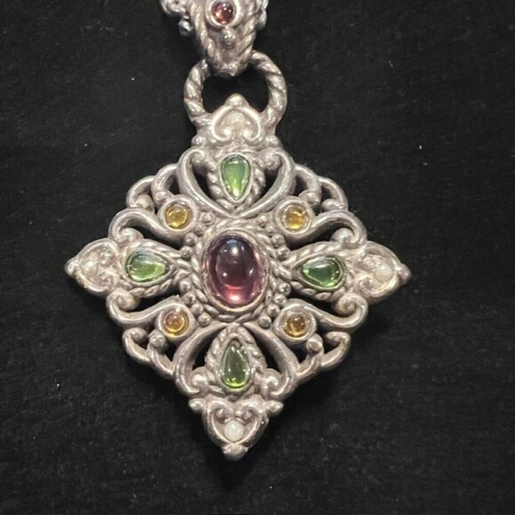 Brighton Silver Chain Necklace Design Amethyst - Amber - Cabochon Pendant - Picture 2 of 5